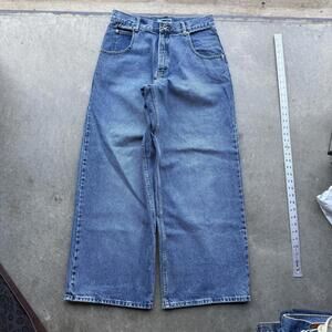 VTG Y2K Super Baggy Blue denim jeans size 32 x 32 Skate Style Wide Leg